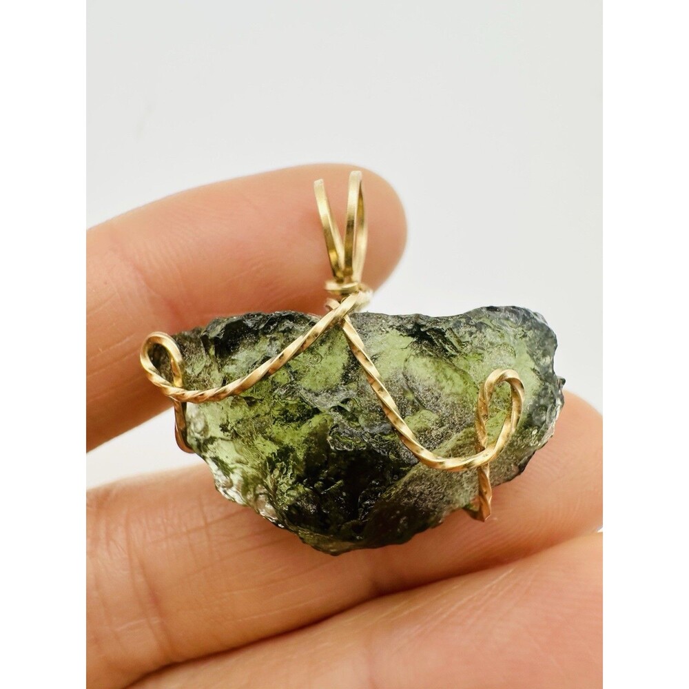Genuine Moldavite Natural Healing crystal Wire Wrapped Pendant